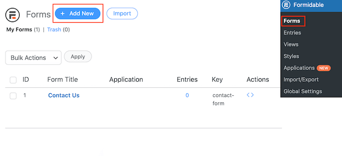 Cómo crear fácilmente un cuestionario en WordPress Crear un nuevo formulario de WordPress