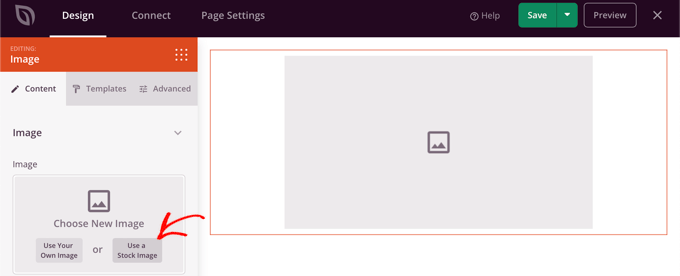 Presione el botón 'Usar una imagen de archivo' en SeedProd