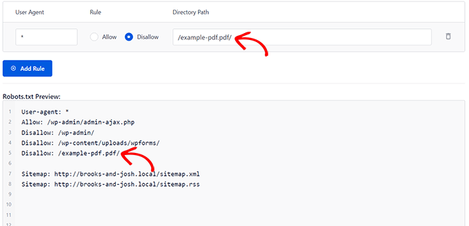 Cómo ocultar fácilmente archivos PDF (Noindex) en WordPress Si solo desea ocultar archivos PDF individuales, simplemente escriba el nombre de ese PDF en el campo