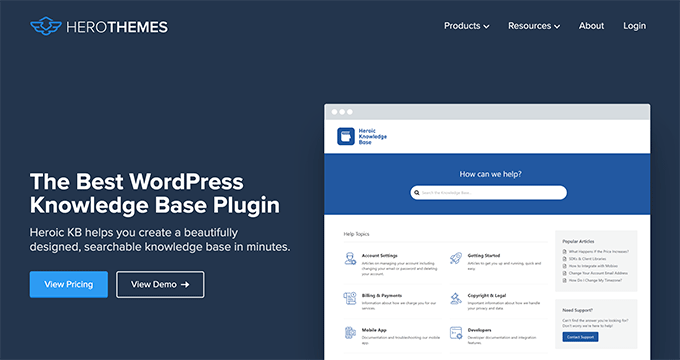 Los 9 mejores complementos de la base de conocimientos para WordPress (comparados) Base de conocimiento heroica
