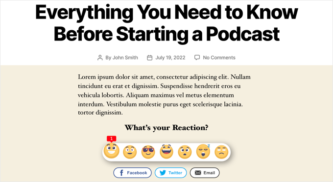 Cómo agregar botones de comentarios de WordPress para aumentar el compromiso Vista previa de los botones de comentarios de WordPress cuando se hace clic