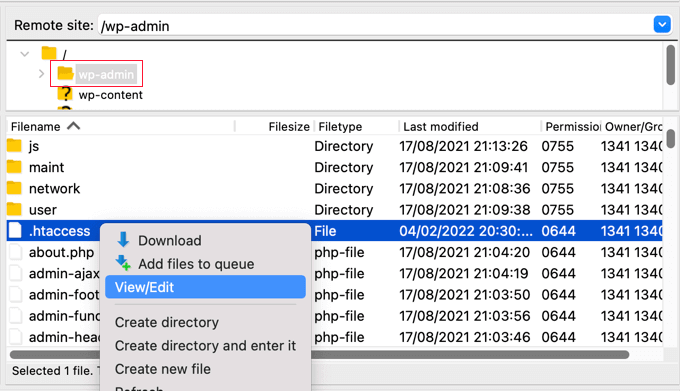 Cómo ocultar fácilmente archivos PDF (Noindex) en WordPress Una vez que encuentre el archivo .htaccess, haga clic derecho y abra la opción 'Ver/Editar'.
