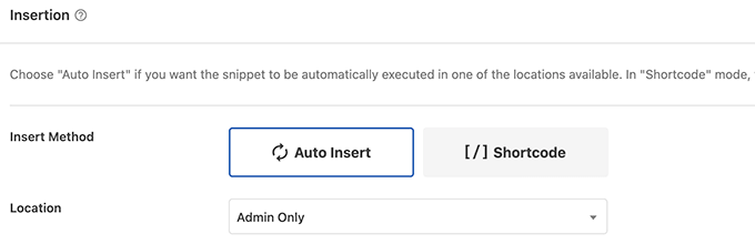 WPCode Insert Snippet solo para administradores