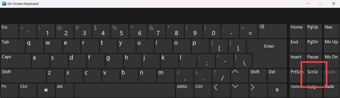 Tecla de bloqueo de desplazamiento en el teclado en pantalla