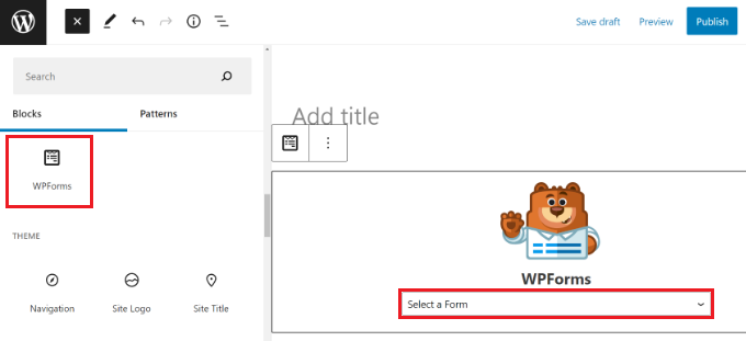 Agregue un bloque WPForms en WordPress Agregue un bloque WPForms en WordPress