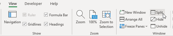 ¿Cómo congelar varias columnas en Excel? 4 maneras fáciles! Haga clic en el icono Dividir