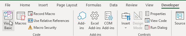 ¿Cómo congelar varias columnas en Excel? 4 maneras fáciles! haga clic en el icono visual básico