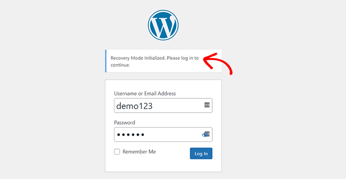 Usando el modo de recuperación de WordPress (2 formas) Ingrese a su cuenta