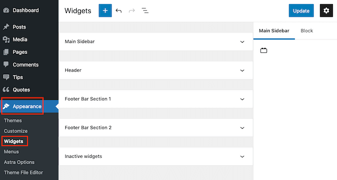 Muestre citas aleatorias en su barra lateral de WordPress La configuración de 'Widgets' de WordPress