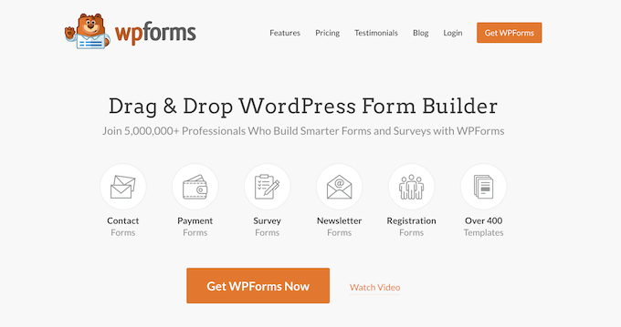 El sitio web de WPForms El complemento de creación de formularios WPForms y el complemento de firma
