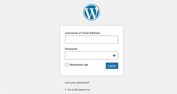 La página de inicio de sesión predeterminada de WordPress La página de inicio de sesión predeterminada de WordPress