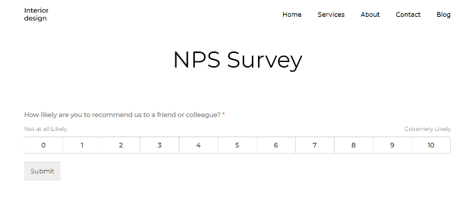 Ejemplo de formulario de encuesta NPS Ejemplo de formulario de encuesta NPS
