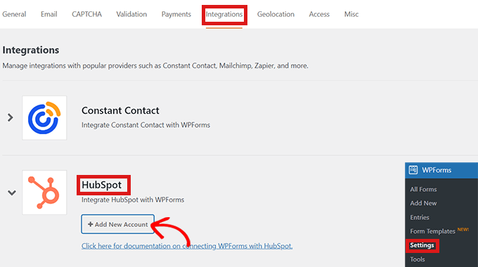 Elija HubSpot para la integración