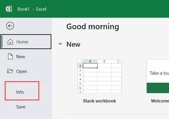 ¿Cómo marco un libro de Excel como final? haga clic en la opción de información