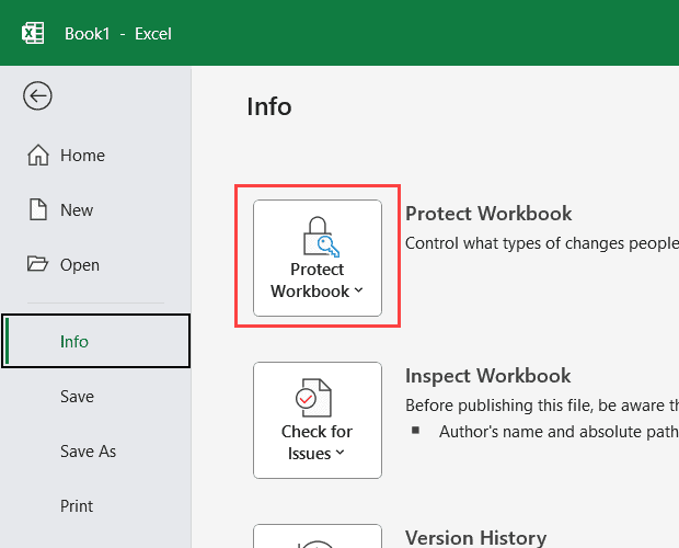 ¿Cómo marco un libro de Excel como final? haga clic en la opción proteger libro de trabajo