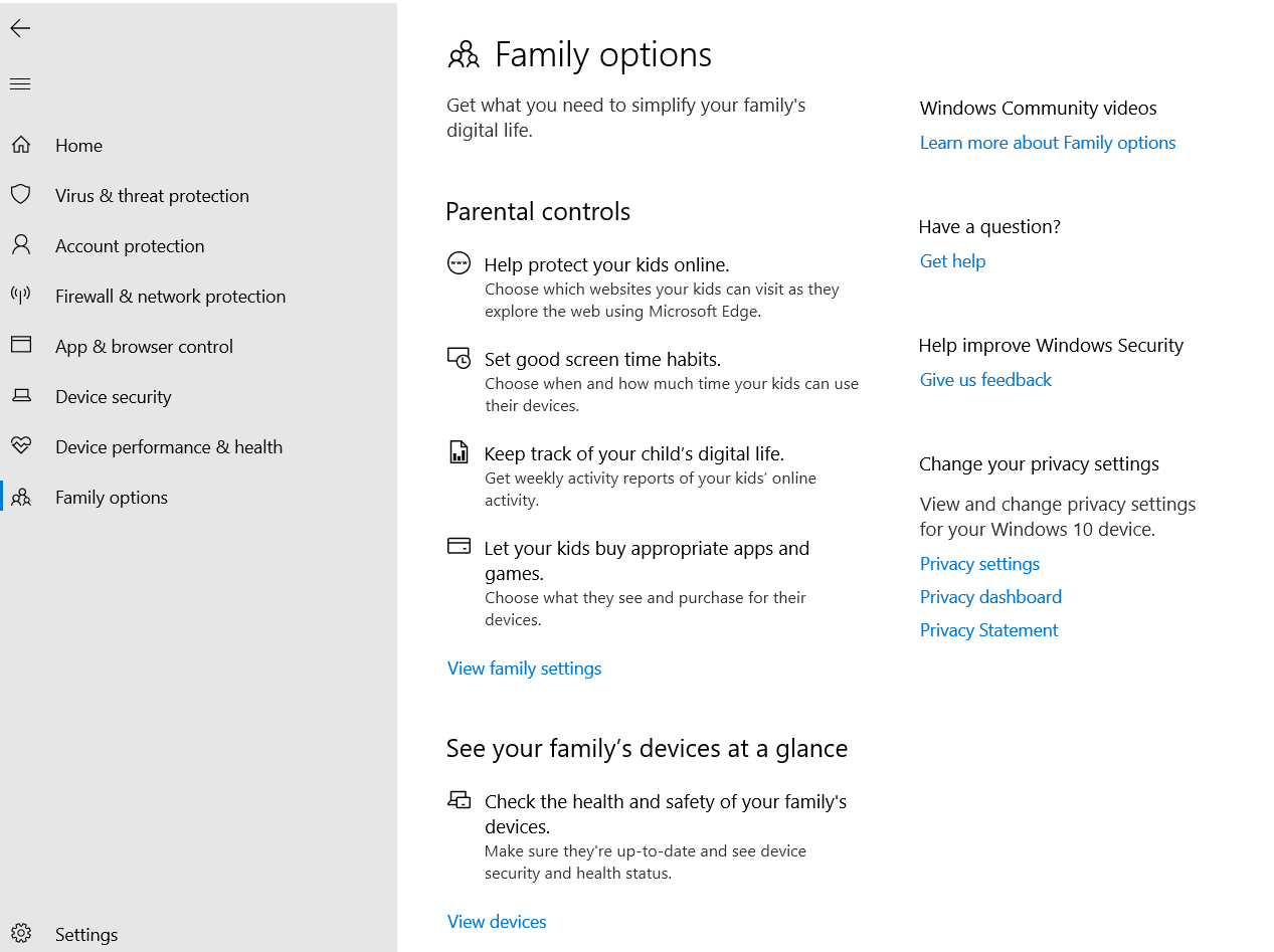 Controles parentales de Microsoft Defender