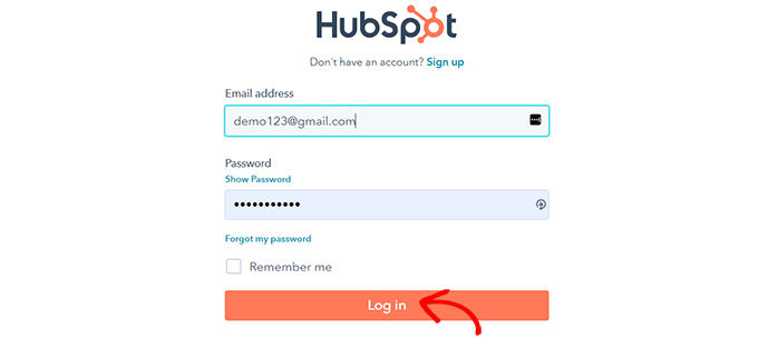 Inicia sesión en tu cuenta de HubSpot