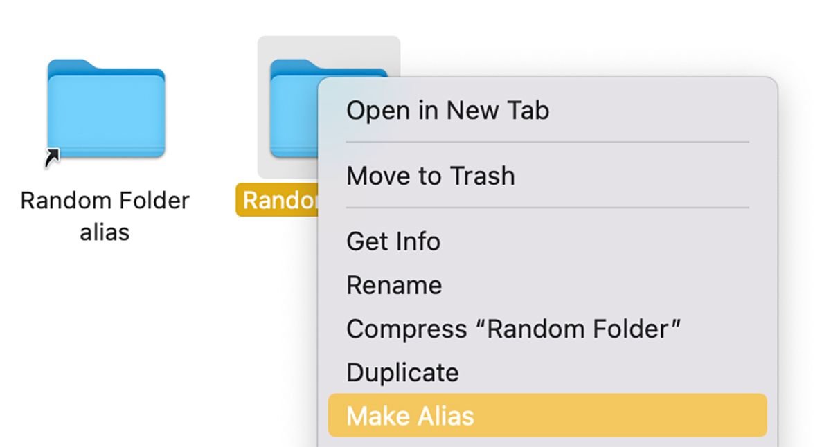 Crear un alias de una carpeta en Mac
