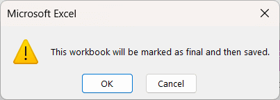 ¿Cómo marco un libro de Excel como final? aviso que indica que el archivo se marcará como final