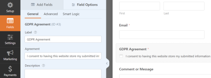 Modificar el acuerdo GDPR