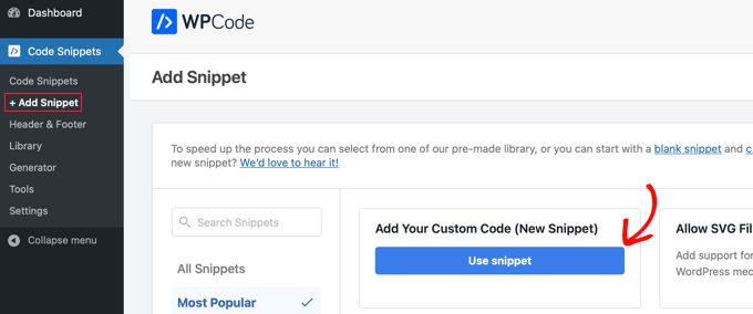 Agregue su código personalizado en WPCode Agregue su código personalizado en WPCode