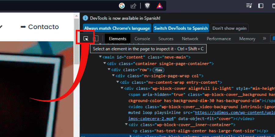 clase del menu debemos elegir la opcion de seleccionar elemento con el mouse Código CSS para dejar fijo el menú en WordPress